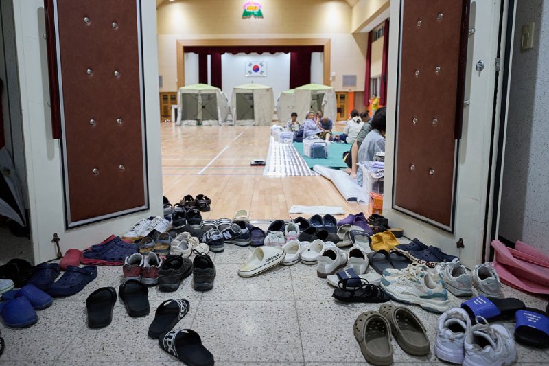 [아산=뉴시스] 아산시가 마련한 호우피해 대피소.(사진=아산시 제공). 2025.08.27.photo@newsis.com *재판매 및 DB 금지