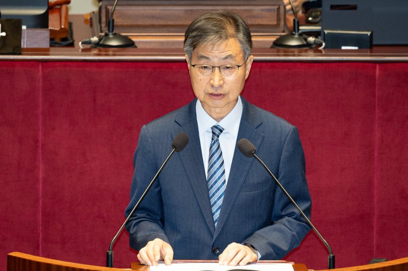최재해 우리카지노 바카라사이트장이 지난 25일 서울 여의도 국회에서 열린 제428회 국회(임시회) 예산결산특별우리카지노 바카라사이트 제1차 전체회의에 출석해 2024회계연도 결산 제안설명을 하고 있다. 사진=뉴스1