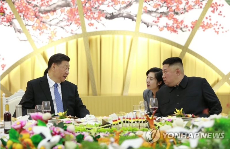 대화하는 북·중 정상 (출처=연합뉴스)
