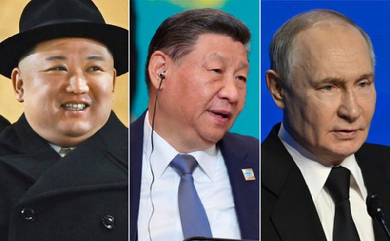 왼쪽부터 김정은 북한 국무위원장, 시진핑 중국 국가주석, 블라디미르 푸틴 러시아 대통령.뉴시스