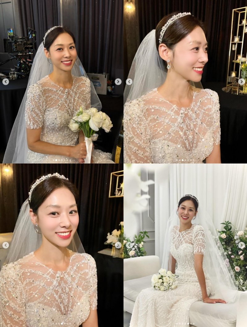 '강경준 불륜 용서' 장신영, 웨딩드레스 입고 얼굴 폈다…환한 미소