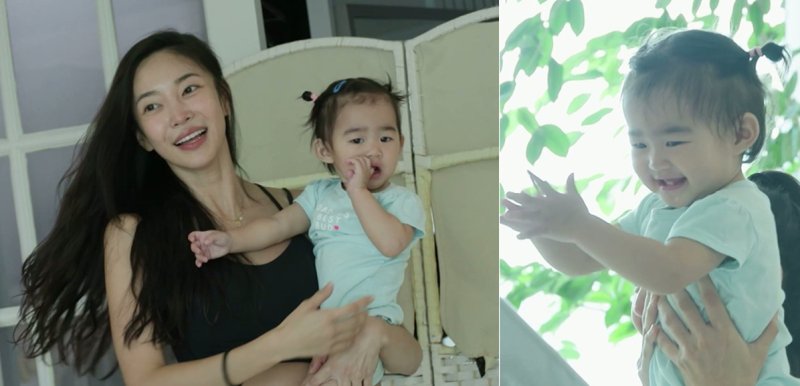 김윤지, 10㎏ 딸 들고 스쾃…"출산후16㎏ 감량해 168㎝에 47㎏"