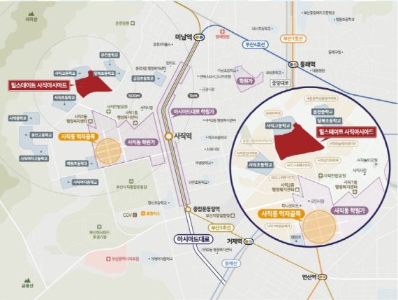힐스테이트 사직아시아드 지역도