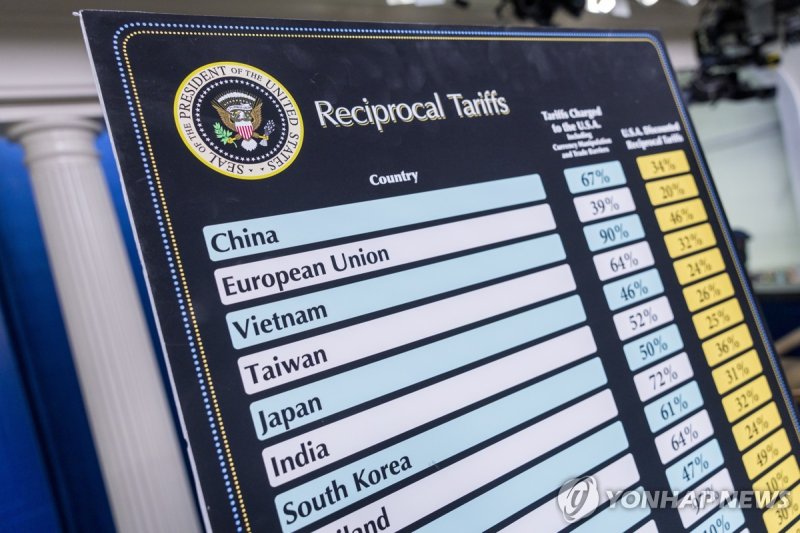 최초 발표 당시의 상호관세표 (출처=연합뉴스)