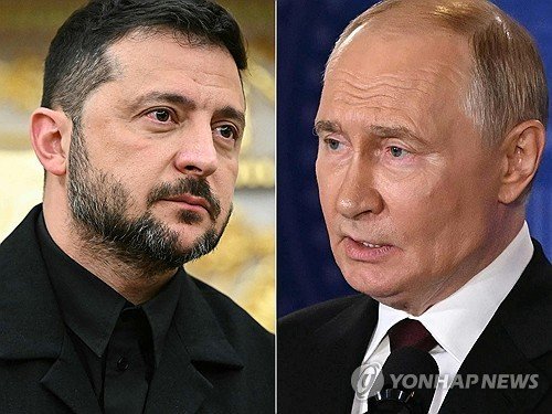 볼로디미르 젤렌스키 우크라이나 대통령(왼쪽)과 블라디미르 푸틴 러시아 대통령.연합뉴스