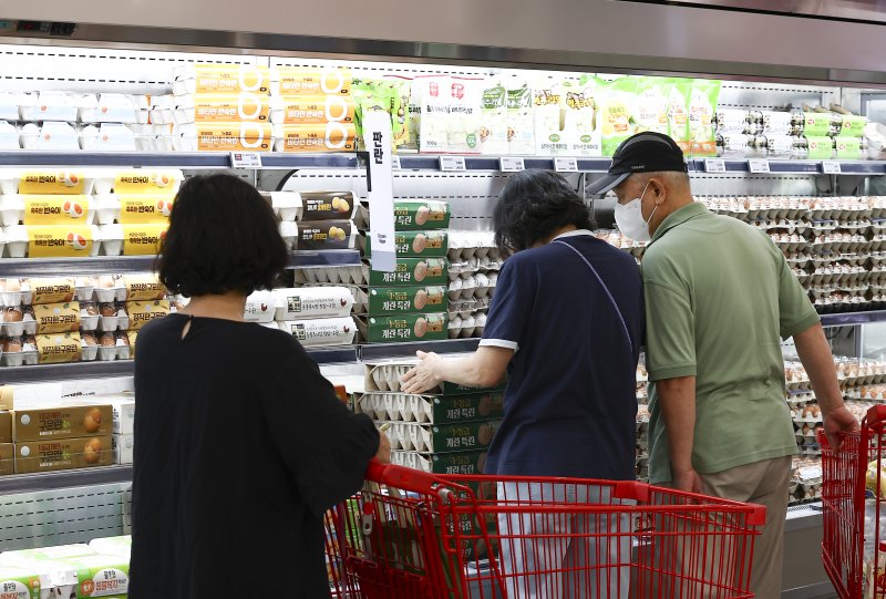 [서울=뉴시스] 김근수 기자 = 16일 서울 시내 한 대형마트 매대에 계란이 진열돼 있다. 2025.06.16. ks@newsis.com