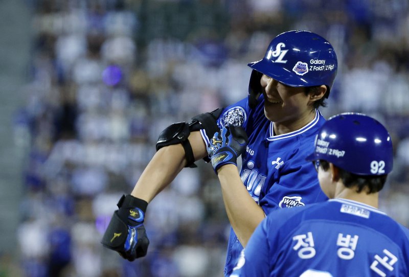 기뻐하는 삼성 라이온즈 구자욱. 2025.8.28/뉴스1 ⓒ News1 박정호 기자