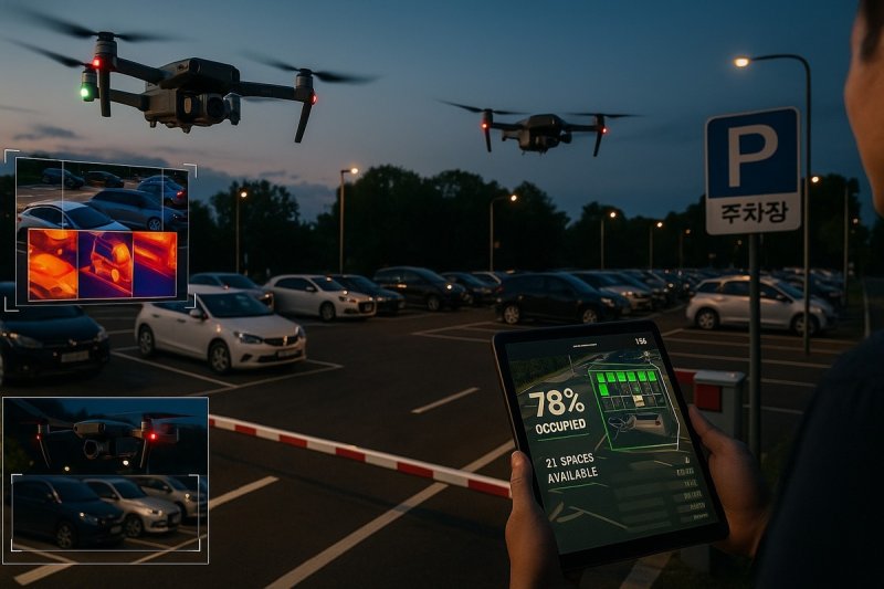 춘천연합마라톤 드론 활용 주차장 검색 (출처=연합뉴스)