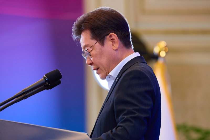 이재명 대통령이 지난 13일 청와대 영빈관에서 열린 국정기획위원회 국민보고대회에서 발언을 하고 있다. (이재명 대통령 SNS. 재판매 및 DB금지) 2025.8.14/뉴스1 ⓒ News1 이재명 기자