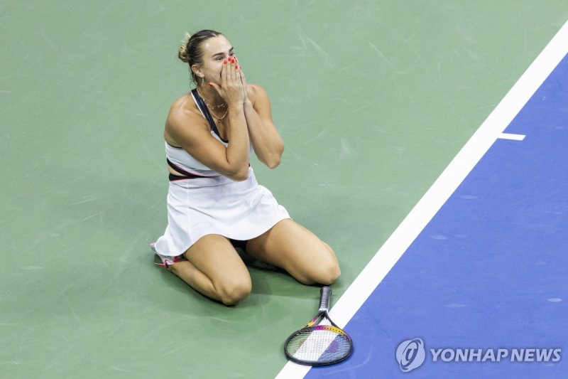 우승 확정 순간의 사발렌카 (출처=연합뉴스)