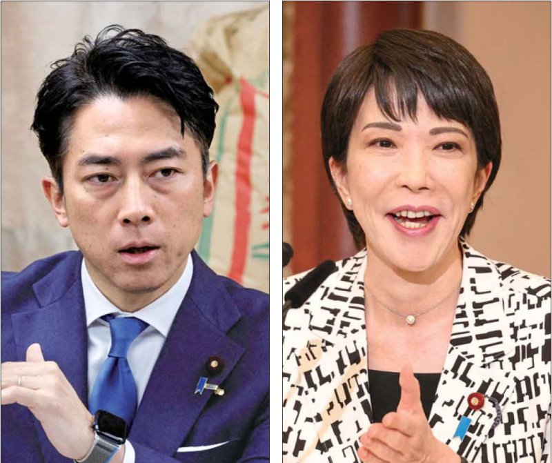 고이즈미 신지로 일본 농림수산상이 5월 29일 일본 도쿄에서 열린 비축미 시식회에서 연설하고 있다(왼쪽 사진). 사나에 다카이치 일본 경제안보담당상이 2024년 9월 14일 일본 도쿄에서 열린 토론회에서 연설하고 있다(오른쪽 사진). 두 사람은 차기 자민당 바카라사이트 정보 유력 후보로 거론되고 있다. 이들은 일본 주요 언론 여론조사의 차기 총리 선호도 조사에서도 선두권을 형성해왔다. 로이터 연합뉴스
