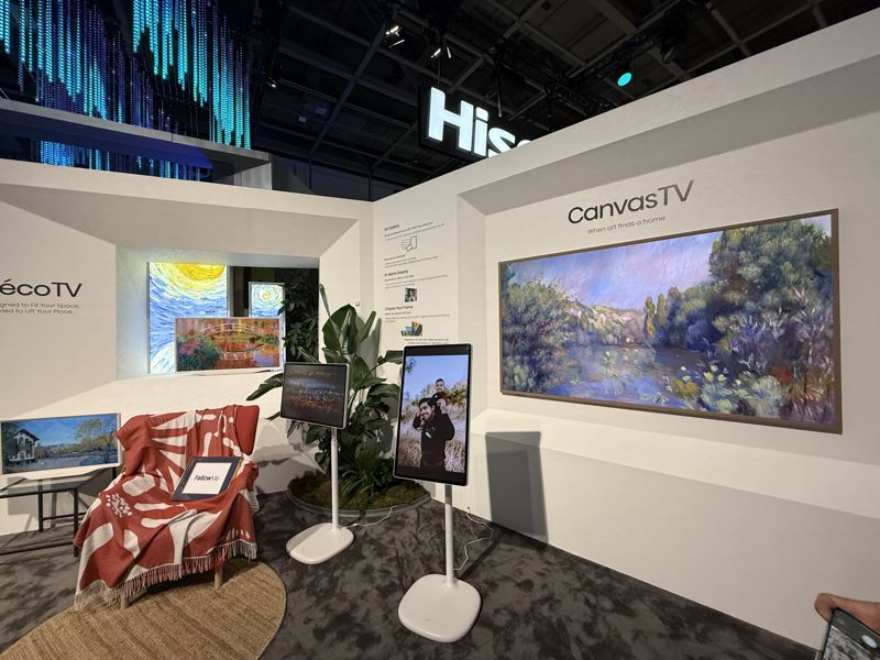 하이센스가 현장에 배치한 캔버스 TV 제품. 사진=임수빈 기자