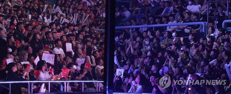 응원하는 e스포츠 팬들 (출처=연합뉴스)