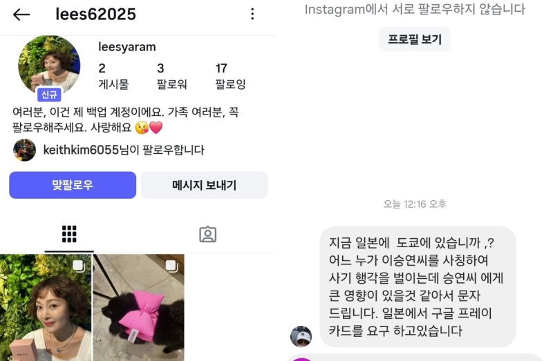 이승연, 일주일 사이 사칭에 사기 시도까지…혹 피해보시는 분 없길