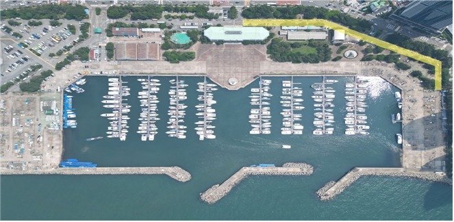 요트경기장 부분 폐쇄 주차구역(노란색 표시). 부산시 제공