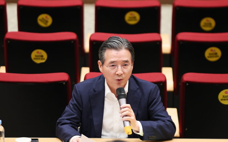 김용범 정책실장이 8월 20일 서울 용산 대통령실 청사에서 열린 기자간담회에서 발언하고 있다. 사진=뉴스1