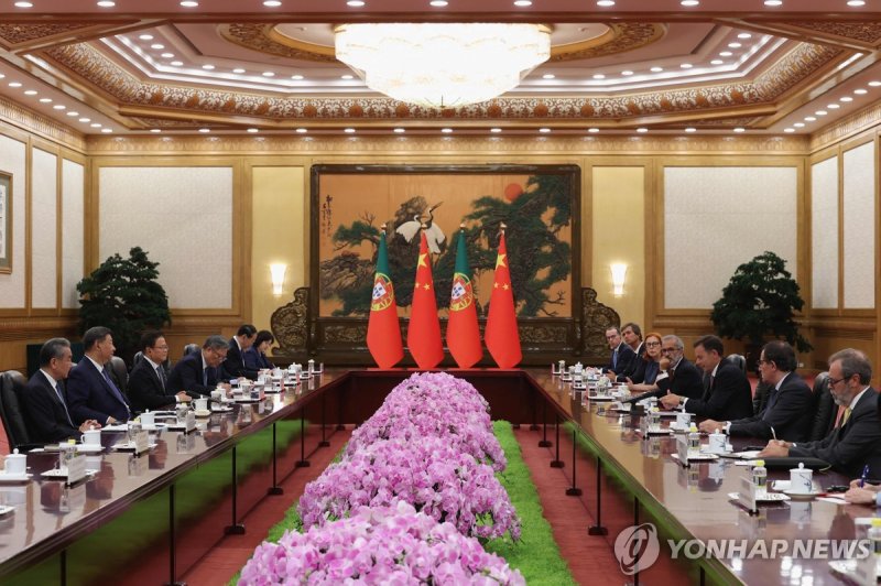9일 베이징에서 열린 중국-포르투갈 정상회담 (출처=연합뉴스)