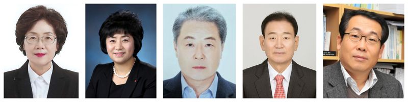 제24회 울산광역시민대상 5개 부문의 수상자 왼쪽부터 사진 왼쪽부터 박남숙 대한민국전몰군경미망인회 울산광역시지부장, 손응연 촌당 대표, 정수락 ㈜해명전기엔지니어링 대표이사, 서광석 ㈜서진에스앤피 회장, 류광선 울산대학교 교수. 울산시 제공