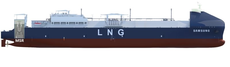 삼성중공업과 한국원자력연구원이 개발한 MSR 추진 LNG운반선 조감도 삼성중공업 제공