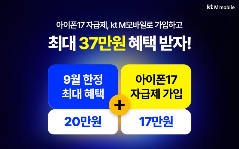 [서울=뉴시스] 바카라사이트 카지노버프엠모바일은 아이폰17 공식 출시를 맞아 자급제 고객을 대상으로 최대 37만원 상당의 혜택을 제공한다고 10일 밝혔다. (사진=바카라사이트 카지노버프엠모바일 제공) *재판매 및 DB 금지