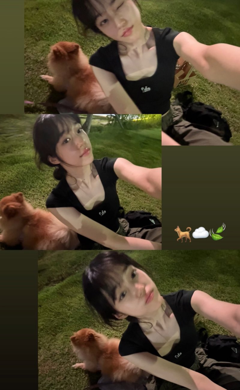 노윤서 반려견과 여유로운 산책…밤에도 미모 못 가려