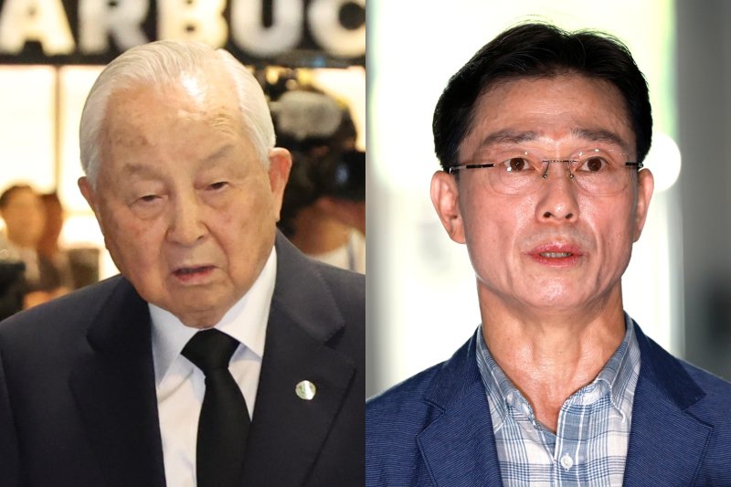[서울=뉴시스] 이영환 기자 = 2023년 8월 15일 윤석열 대통령 부친 고 윤기중 연세대 명예교수의 빈소로 향하는 김장환 극동방송 이사장(왼쪽). 2025년 8월 19일 휴대폰 포렌식 참관을 위해 서울 서초구 순직해병 특검팀(이명현 특별검사) 사무실로 출석한 임성근 전 해병대 1사단장. 2025.08.19. 20hwan@newsis.com *재판매 및 DB 금지