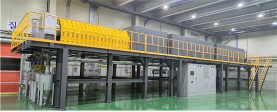 나노실리칸첨단소재 평택공장 이차전지 실리콘 음극재 생산 핵심 설비 소성로. 나노실리칸첨단소재 제공