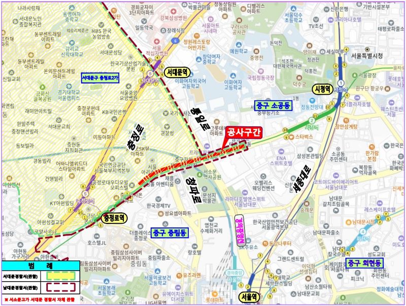 서소문고가차도 위치도. 서울시 제공