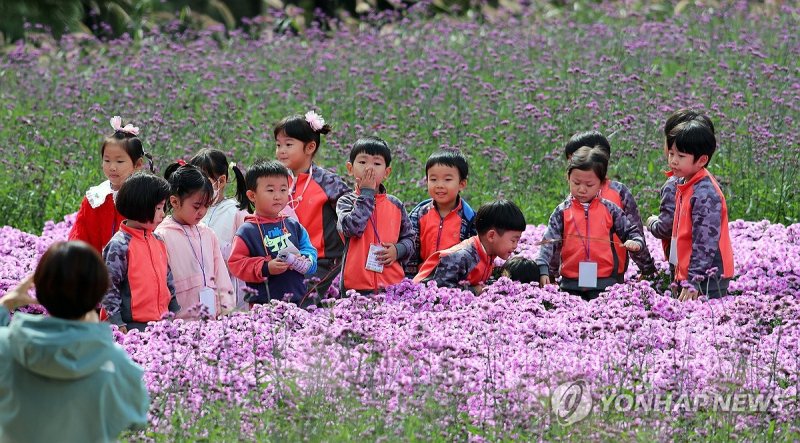 꽃밭에 찾아온 동심 (출처=연합뉴스)