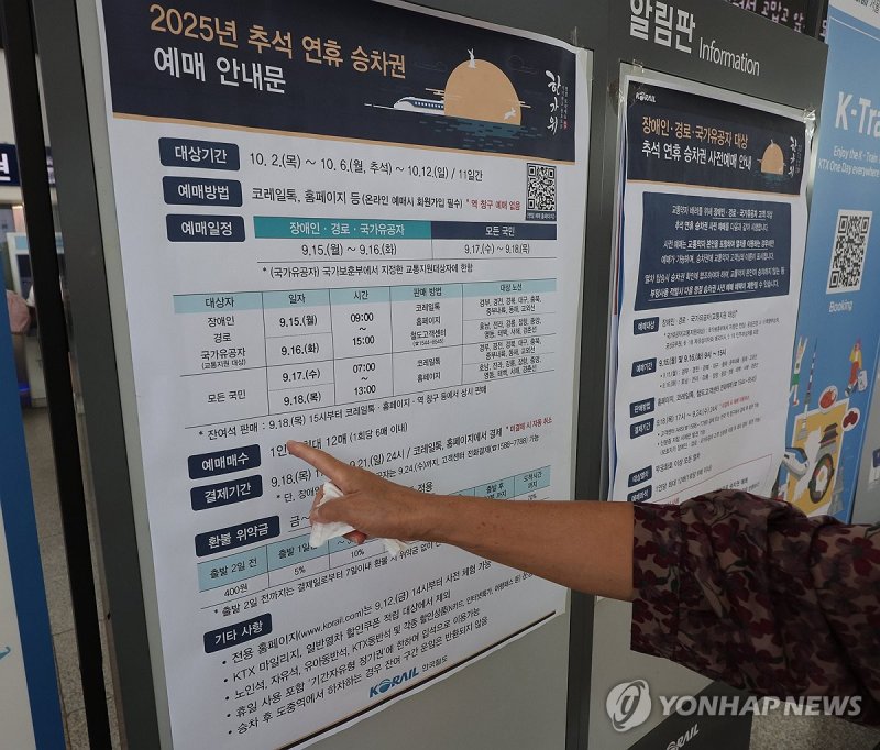 추석연휴 승차권 예매 15∼18일 (출처=연합뉴스)