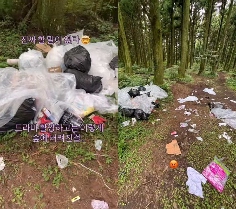 제주도 숲에서 드라마 촬영 뒤 쓰레기 무단투기한 제작사의 최후