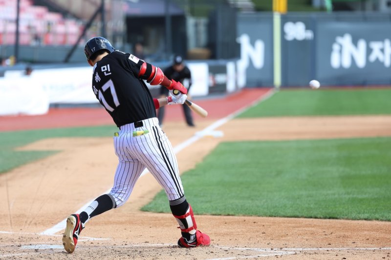 적시타 터뜨리는 LG의 박해민 (출처=연합뉴스)