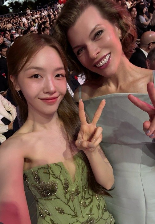 '청순한 예비신부' 방민아, 부산서 밀라 요보비치 만났다 [N샷]