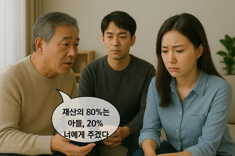 딸은 20%도 많다…재산 증여 '차별', 아버지 말에 상심한 딸 
