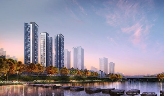 [‘동래 반도 유보라’ 천변 투시도]