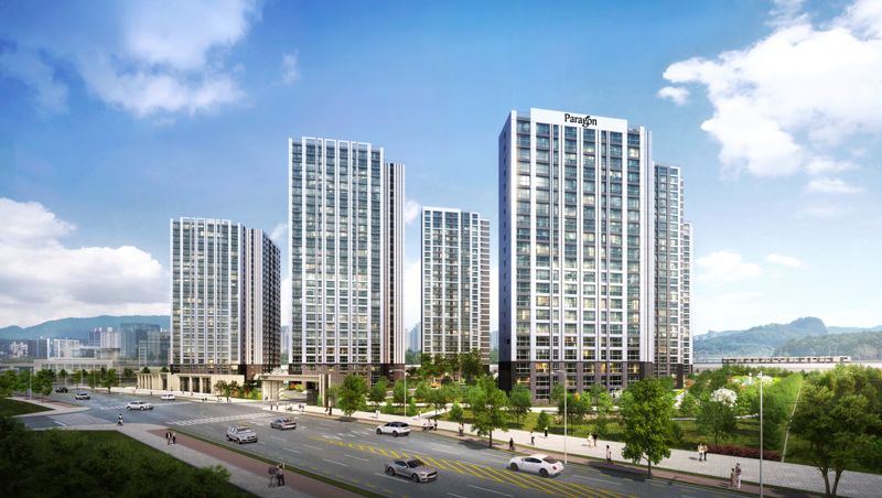 경기 양주시 '회천중앙역 파라곤' 투시도. 라인그룹 제공