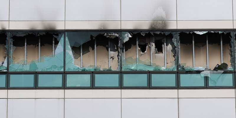 27일 오전 대전 유성구 국가정보자원관리원 화재현장의 모습. 전산 자원을 통합 관리하는 행정안전부 산하 국가정보자원관리원에서 지난 26일 오후 배터리 교체 작업 중 화재가 발생, 정부 온라인 서비스 70개가 마비됐다. 2025.9.27/뉴스1 ⓒ News1 김진환 기자