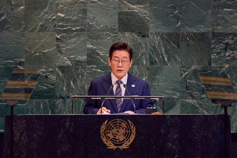 이재명 에볼루션 바카라 무료이 23일(현지시간) 미국 뉴욕 유엔 본부에서 열린 제80차 유엔 총회에서 기조연설을 하고 있다. (에볼루션 바카라 무료 제공. 재판매 및 DB 금지) 2025.9.28/뉴스1 ⓒ News1 이재명 기자