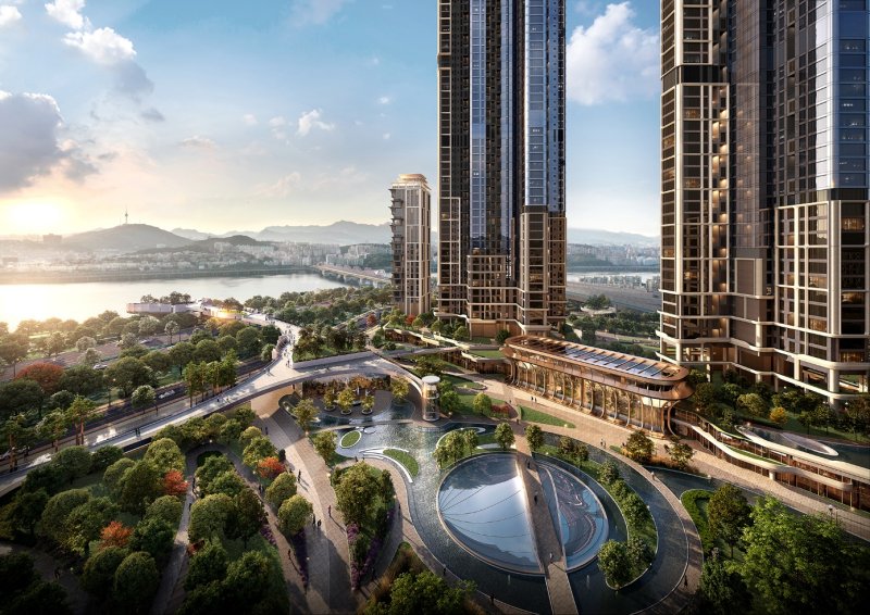 압구정2구역 중앙광장. 현대건설 제공