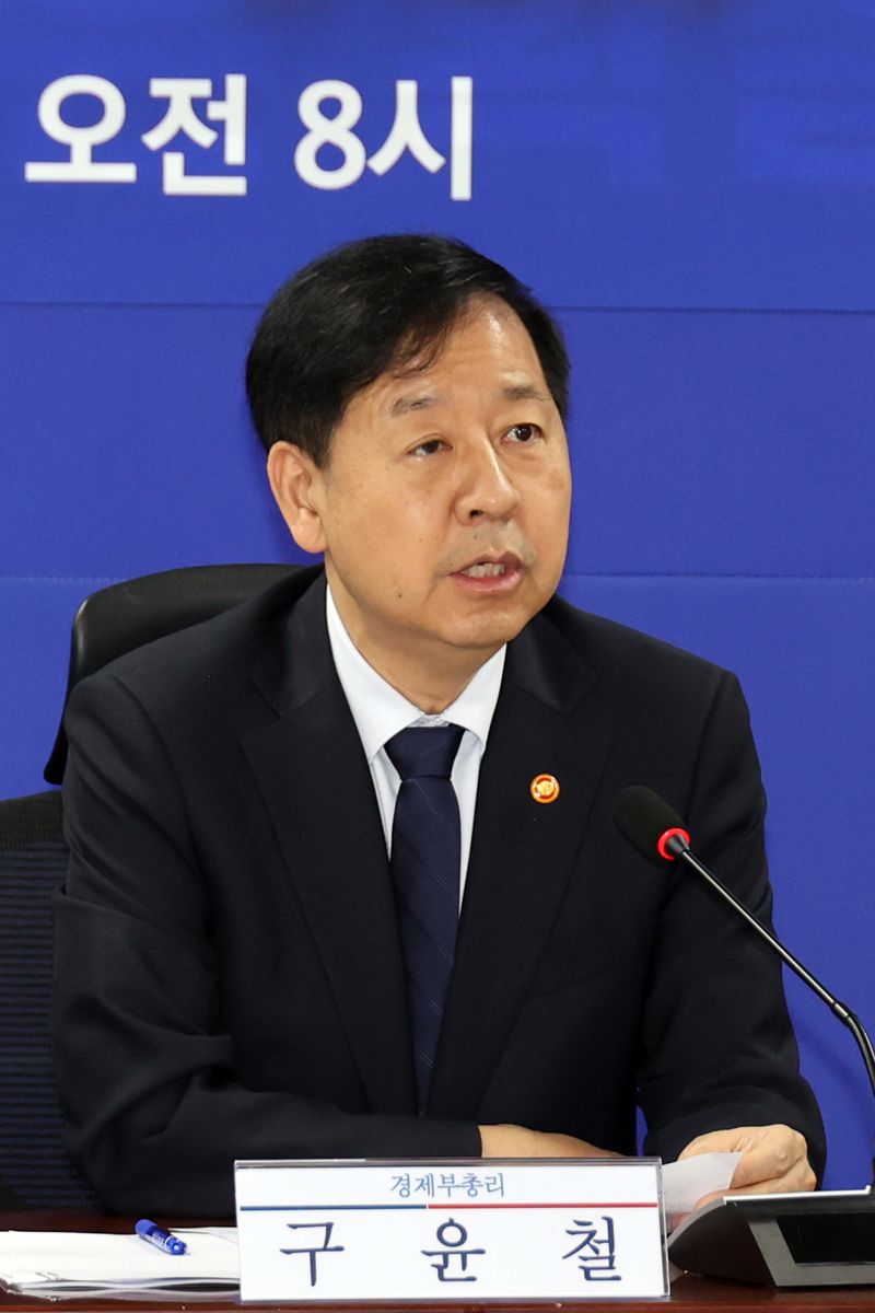 30일 서울 여의도 국회 의원회관에서 열린 경제형벌 민사책임 합리화TF 당정협의에서 구윤철 부총리 겸 기획재정부 장관이 발언하고 있다. 사진=서동일 기자