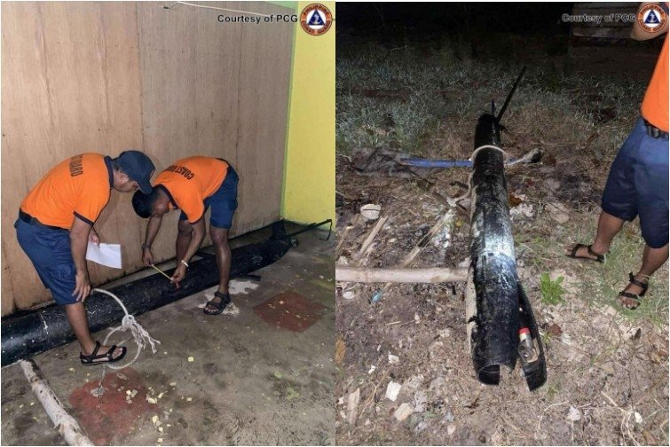 지난달 28일(현지시간) 필리핀 중부 팔라완섬 근처 바다에서 발견된 중국 것으로 추정되는 수중 드론. 연합뉴스