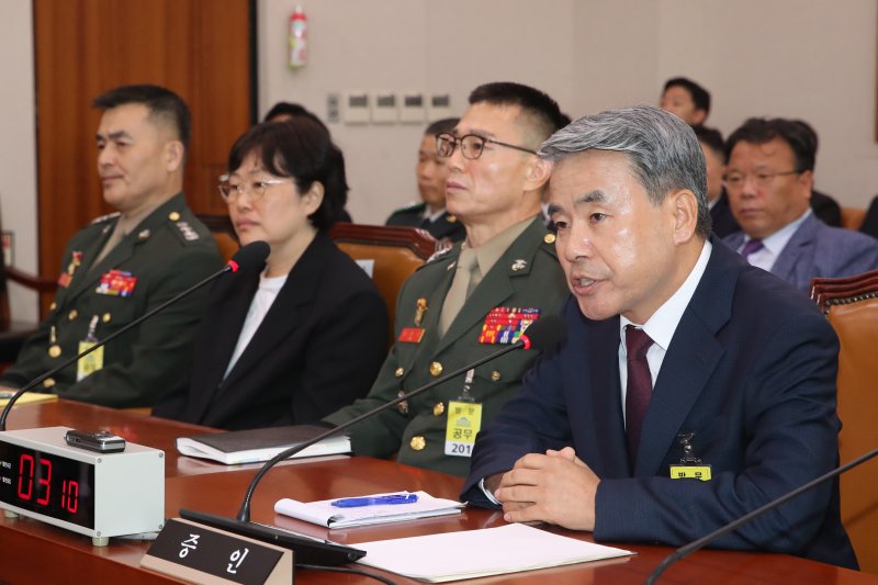 왼쪽부터 박정훈 해병대수사단장, 유재은 전 국방부 법무관리관, 임성근 전 해병대1사단장, 이종섭 전 국방부장관. 2024.7.19/뉴스1 ⓒ News1 이광호 기자