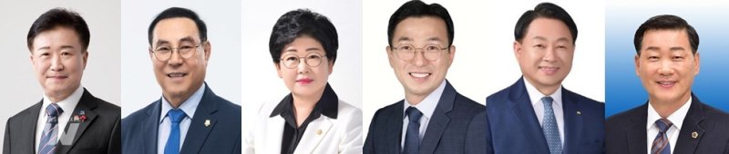 제9회 전국동시지방선거 에볼루션 바카라 선거 출마 후보군(왼쪽부터 정기명(63) 에볼루션 바카라, 김영규(68) 전 여수시의회 의장, 백인숙(65) 여수시의회 의장, 서영학(55) 여수기본사회 상임대표, 한문선(60) 여수상공회의소 회장, 이광일(60) 전남도의회 부의장)