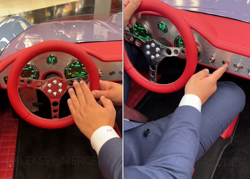 독일 메르세데스-벤츠가 1950년대 제작한 전설적 스포츠카 'SL300'을 축소한 어린이용 전기 스포츠카를 출시했다. /사진=알렉세이 메르세데스 틱톡 캡처