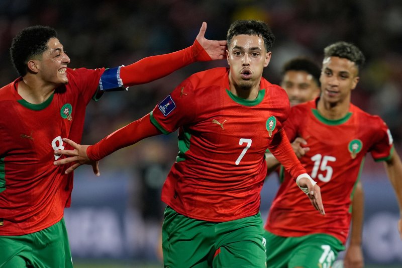 [산티아고=AP/뉴시스] 모로코 20세 이하(U-20) 축구대표팀. 2025.10.01.