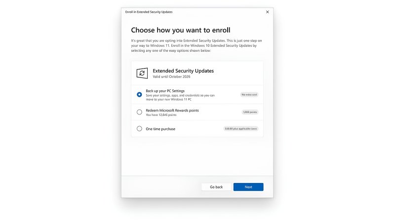 [서울=뉴시스] 마이크로소프트 윈도우 10 확장 보안 업데이트(ESU) 프로그램 등록 마법사 (사진=마이크로소프트 제공) *재판매 및 DB 금지