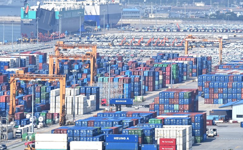 [평택=뉴시스] 김종택 기자 = 사진은 1일 수출입 컨테이너가 쌓여있는 경기 평택항 모습. 2025.10.01. jtk@newsis.com