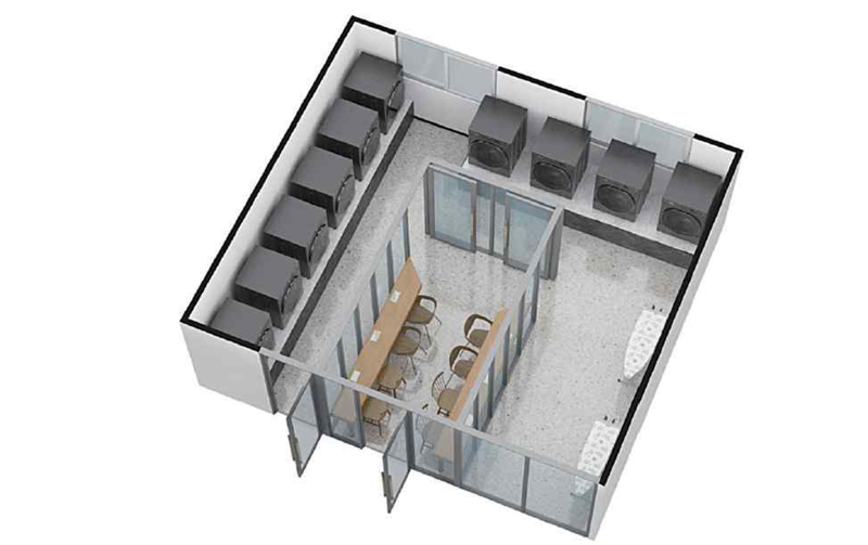 한국교육개발원 박성철 선임연구위원이 제안한 공동세탁실은 세탁 대기 시간을 활용해 쉴 수 있는 휴게 공간을 결합했다. 한국교육개발원 제공