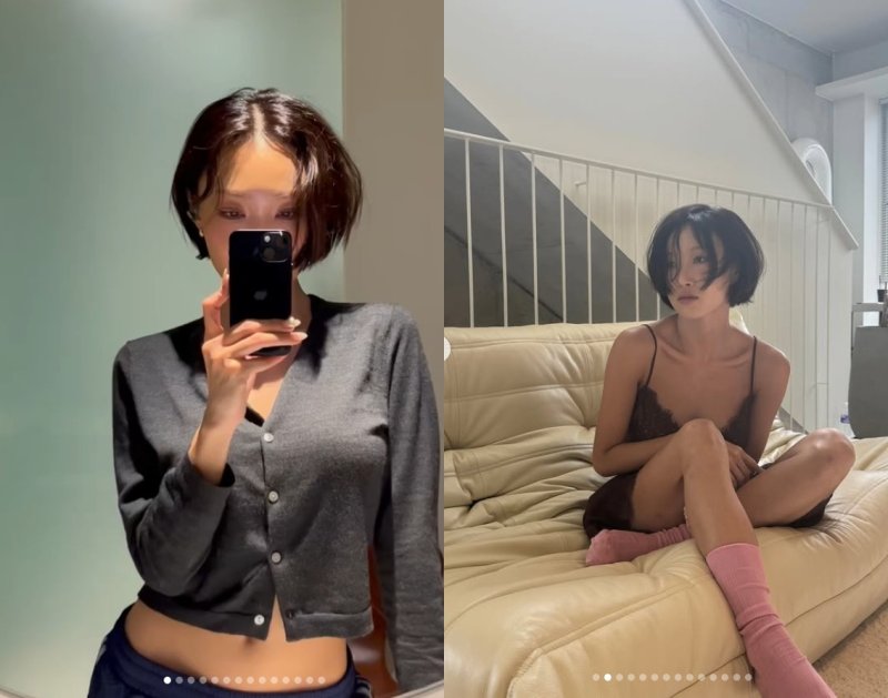 화사, 단발머리 변신…란제리로 뽐낸 볼륨감