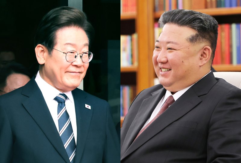 이재명 대통령과 김정은 북한 국무위원장. 뉴스1